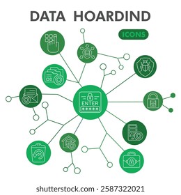 Data hoarding symbols collection or sketches. files storage theme icons in line style signs for web and app. Vector graphics isolated on white background