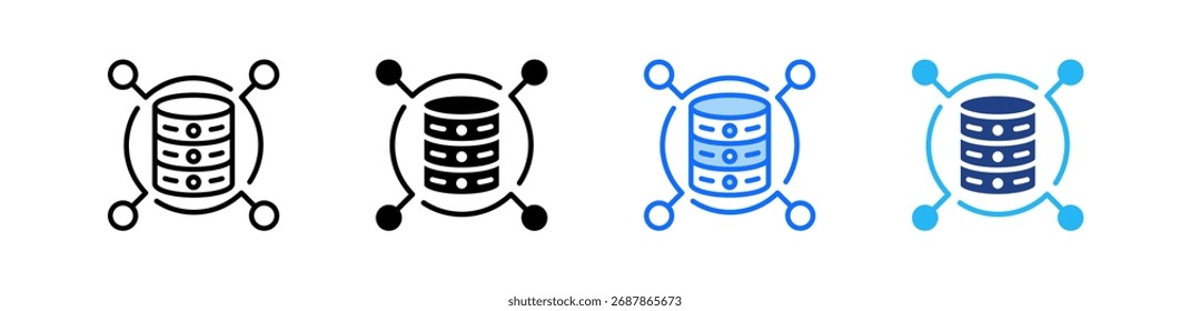 Data Hub Icon Set Multiple Style Collection