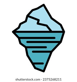 Data iceberg icon outline vector. Glacier ice. Wave risk color flat