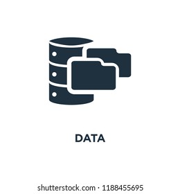 Data icon. Black filled vector illustration. Data symbol on white background. Can be used in web and mobile.
