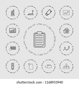 Data icon. collection of 13 data outline icons such as baby monitor phone, dolar growth, usb drive, graph, brick wall fire. editable data icons for web and mobile.