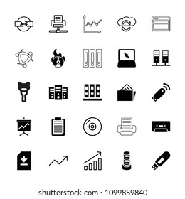 Data icon. collection of 25 data filled and outline icons such as business center building, binder, laptop, cassette, server. editable data icons for web and mobile.
