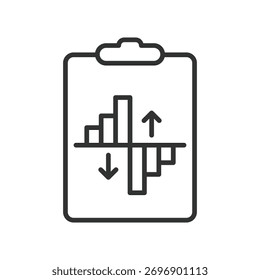 Icono de datos en diseño de línea. datos, tablero, métricas, análisis, informe, KPI, monitoreo en Vector de fondo blanco. Icono de trazo editable de datos