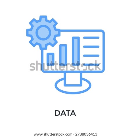 Data Icon Lineal Blue Style. Vector Illustration For Graphic Design