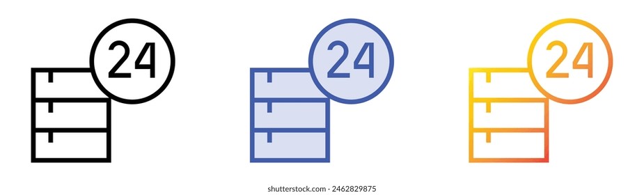 Daten-Symbol. Lineares, blaues Füllungs- und Verlaufsstil-Design auf weißem Hintergrund