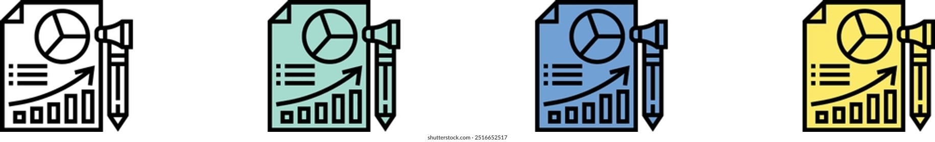 data icon. Outline, Green, Blue and Yellow Style Design Isolated On White Background