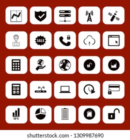 data icon set with diagram, upload and globe vector illustration