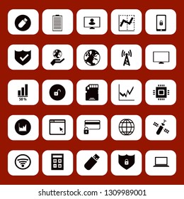 Data Icon Set With Flash Driver, Mobile Security And Graph Vector Illustration