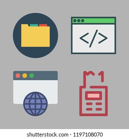 data icon set. vector set about folder, calculator and browser icons set.