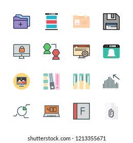 data icon set. vector set about laptop, networking, document and folder icons set.