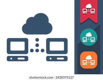 Data Icon. Upload, Download, Share, Cloud, Cloud Computing, Computer. Professional, pixel perfect vector icon.