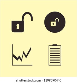 data icon. data vector icons set medical report, open lock and graph