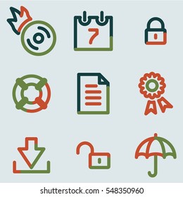 Iconos de datos, series de contorno de color