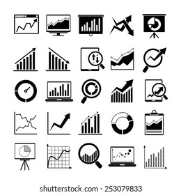 data icons, graph and chart icons