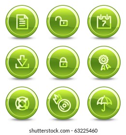 Data Icons, Green Circle Glossy Buttons
