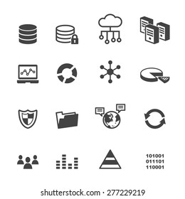 data icons, mono vector symbols