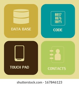 data icons over cream background vector illustration