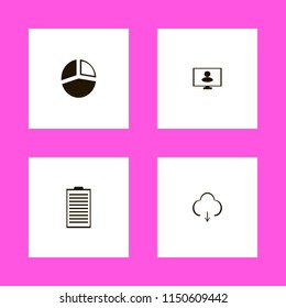 data icons. pie chart, download, person monitor and medical report vector icons set