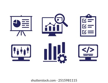 Data icons related to data analysis, analytics, database, infographic, Editable, Vector illustration, Audit, analysis, plan, evaluation, result and goal, Bar chart, finance, reporting, marketing.