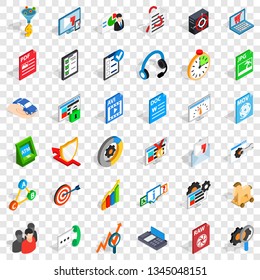 Data icons set. Isometric style of 36 data vector icons for web for any design