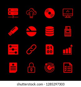 data icons set with padlock, database and calculator vector set