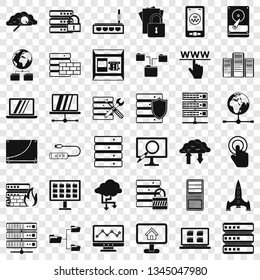 Data icons set. Simple style of 36 data vector icons for web for any design