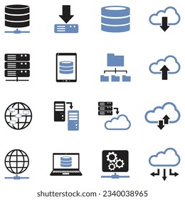 Data Icons. Two Tone Flat Design. Vector Illustration.