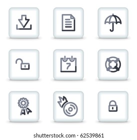 Datensymbole, weiße quadratische Hochglanzknöpfe