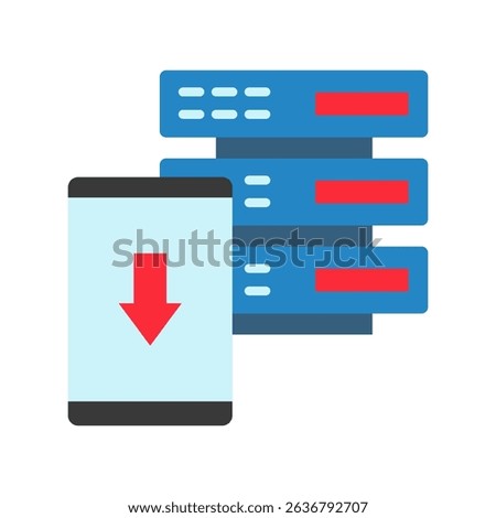 Data Import flat color, mini illustration icon. use for modern concept, print, UI, UX kit, web and app development. Vector related to account management, ecommerce, banking and finance.