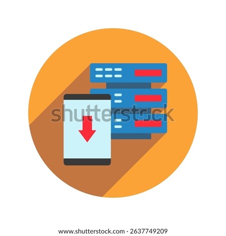 Data Import rounded flat color, mini illustration icon. use for modern concept, print, UI, UX kit, web and app development. Vector related to account management, ecommerce, banking and finance.