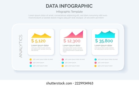 Data infographic design template with chart graphics. Vector illustration for your business presentation