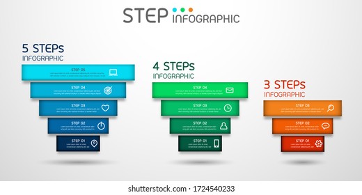 Data infographic element with steps,options,milestone,processes or workflow.Business data visualization.Creative pyramid shape infographic template for presentation,vector illustration.