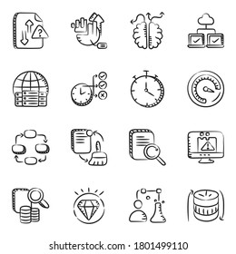 Data Infographic in Modern Hand Drawn Icons Pack 