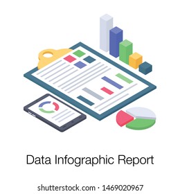 Data infographic report isometric icon 