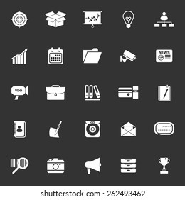 Data and information icons on gray background, stock vector