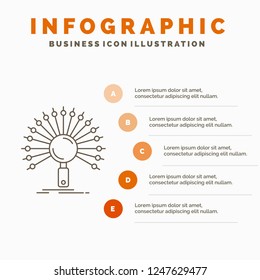 Data, information, informational, network, retrieval Infographics Template for Website and Presentation. Line Gray icon with Orange infographic style vector illustration