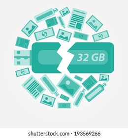 Data or information lost, vector broken usb drive