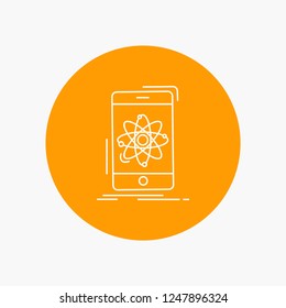 data, information, mobile, research, science White Line Icon in Circle background. vector icon illustration