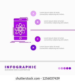 data, information, mobile, research, science Infographics Template for Website and Presentation. GLyph Purple icon infographic style vector illustration.