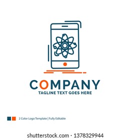 data, information, mobile, research, science Logo Design. Blue and Orange Brand Name Design. Place for Tagline. Business Logo template.