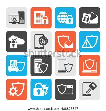 Data and Information Protection Security Icons  - vector icon set