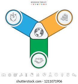 Data and information visualization. Stock vector. Modern 3 steps presentation, business infographics template, Set of infographic elements. Template.