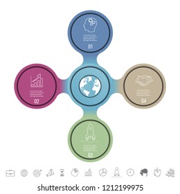 Data and information visualization. Stock vector. Modern 4 steps presentation, business infographics template, Set of infographic elements. Template.