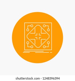 Data, infrastructure, network, matrix, grid White Line Icon in Circle background. vector icon illustration