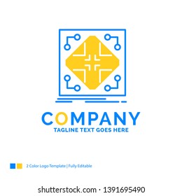 Data, infrastructure, network, matrix, grid Blue Yellow Business Logo template. Creative Design Template Place for Tagline.
