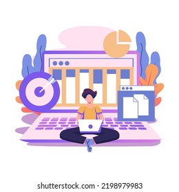 Data initiative flat style illustration vector design
