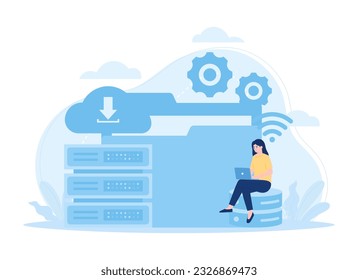 Data input activities trending concept flat illustration