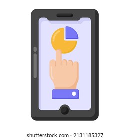 Data inside smartphone, concept of mobile statistics icon

