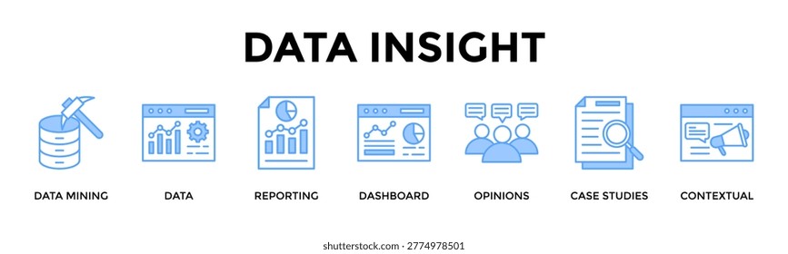 Data Insight Banner Web Icon Set Collection Pack Vector Illustration Concept For Transform Raw Data Into Contextual Insights For Smarter Business Decisions