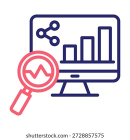 Data Insight Icon Line Color Style Vector Illustration